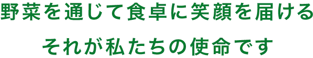 野菜を通じて食卓に笑顔を届ける それが私たちの使命です